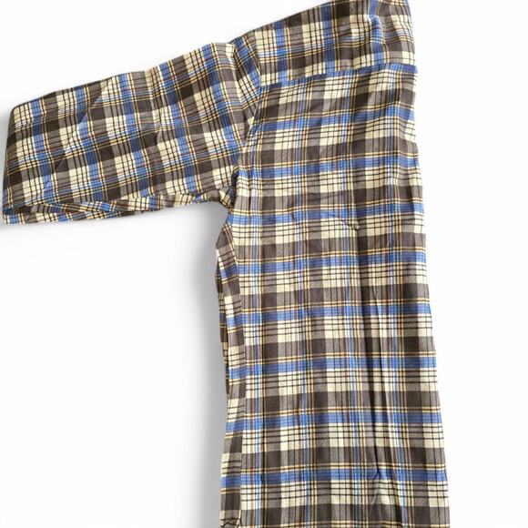 Men's Flannel Shirt L Plaid Button Down LS Brown Blue Western Workwear Outdoor - Picture 8 of 13